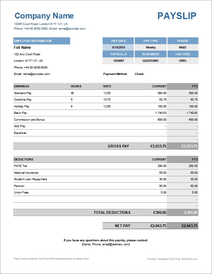 Pay Slip Format Dubai : Monthly Salary Slip Format Free Download - Free inside Blank Payslip Template