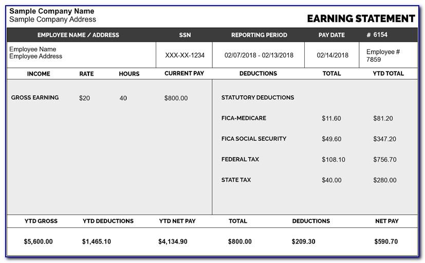 Paycheck Stub Template In Microsoft Word Throughout Free Pay Stub Template Word