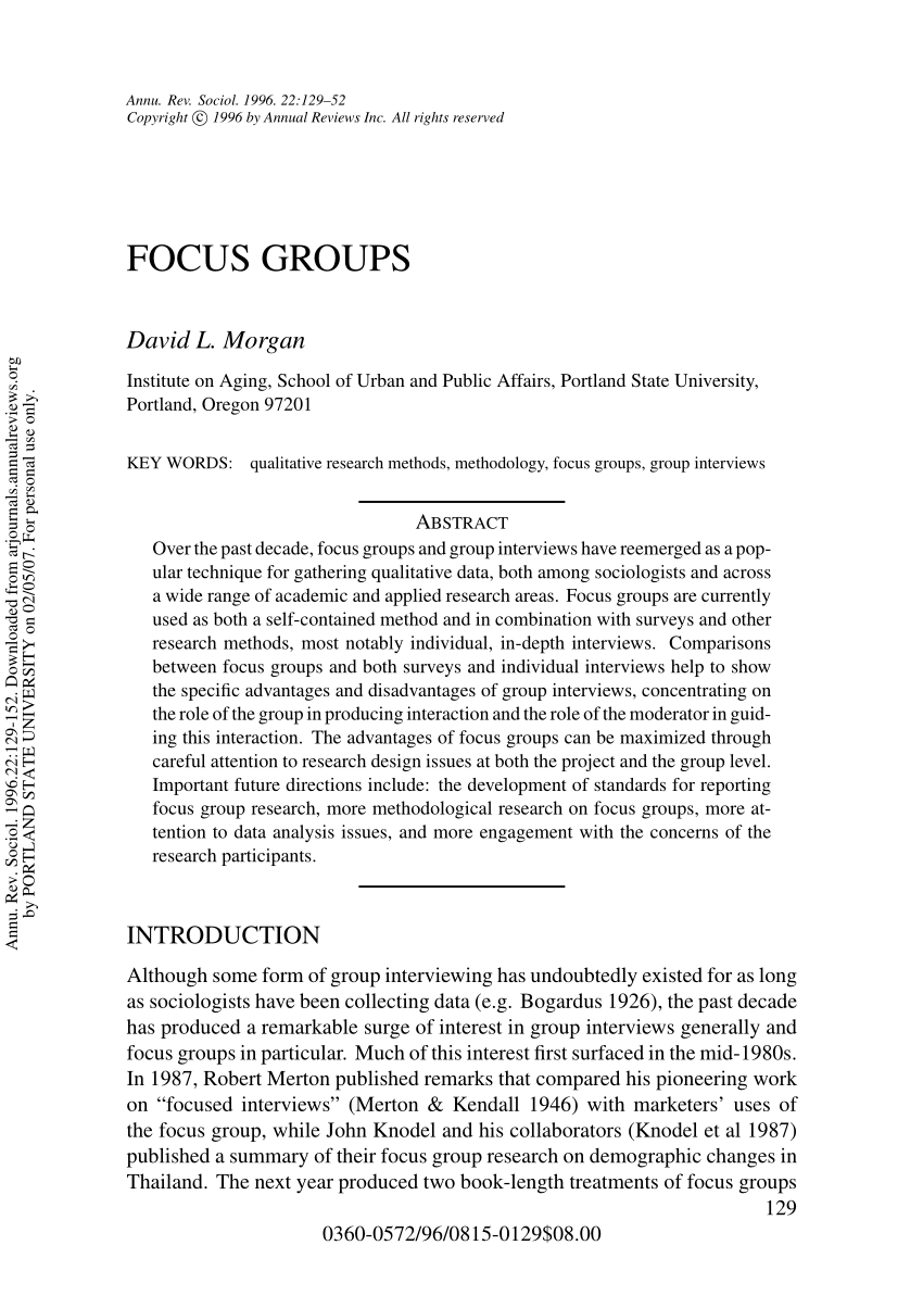 (Pdf) Focus Groups With Focus Group Discussion Report Template