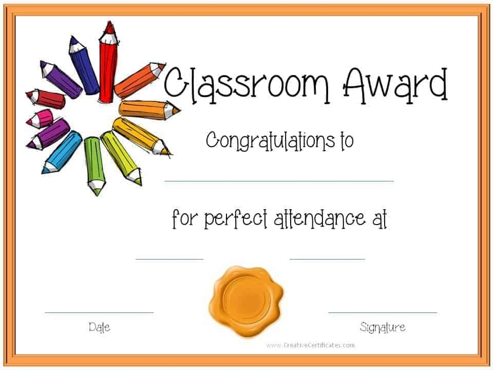 Perfect Attendance Award Certificates | Free Instant Download Within Free Printable Certificate Templates For Kids