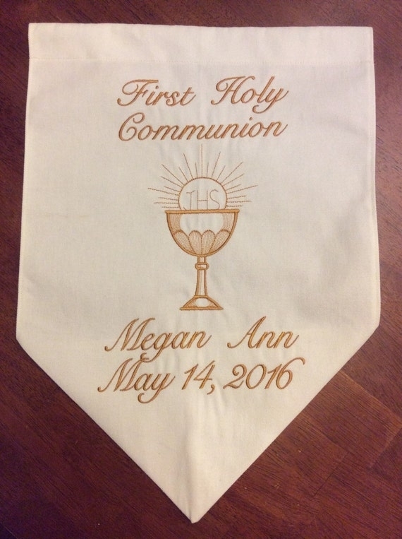Personalized One Color First Communion Banner With Chalice Inside First Holy Communion Banner Templates