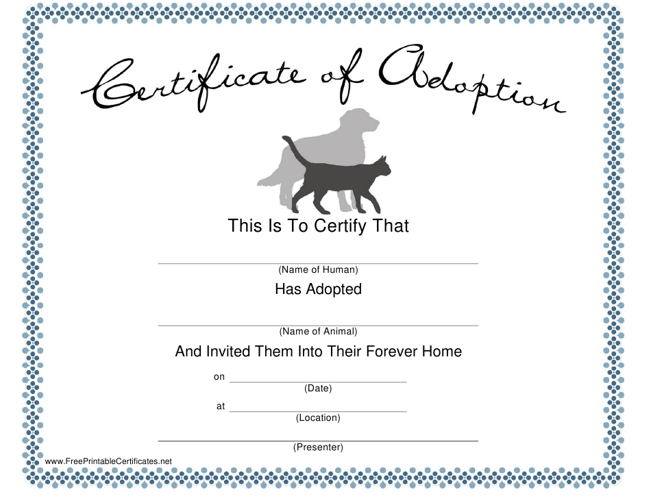 Pet Adoption Certificate Template Download Printable Pdf | Templateroller With Blank Adoption Certificate Template