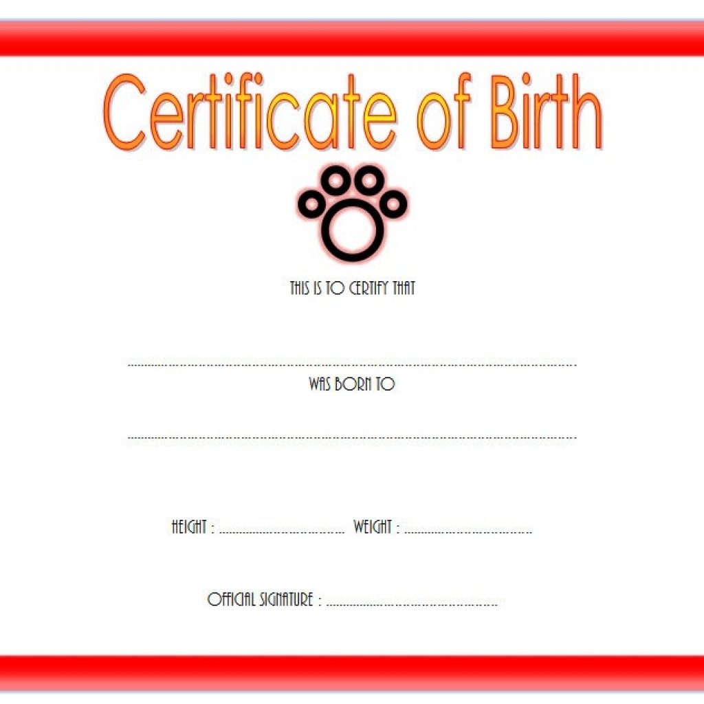 Pet Birth Certificate Template Free (7+ Editable Designs) In Editable Birth Certificate Template