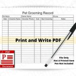 Pet Grooming Record Fillable And Print And Write Pdf Files Us | Etsy throughout Dog Grooming Record Card Template
