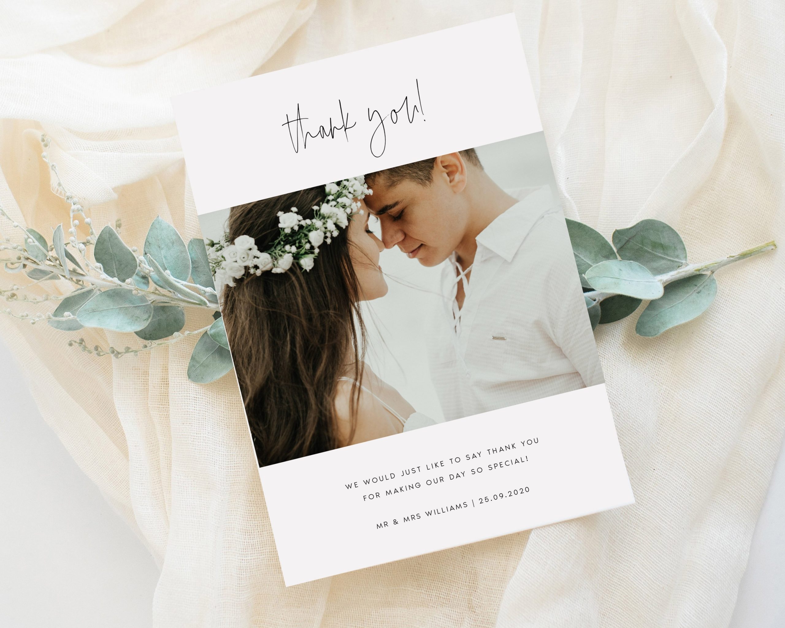 Photo Wedding Thank You Card Template Digital Download Thank | Etsy Throughout Template For Wedding Thank You Cards