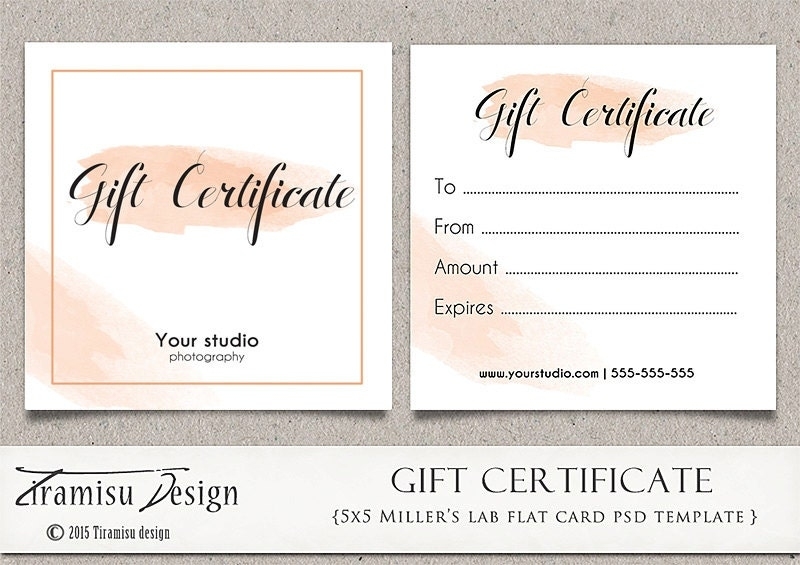 Photography Gift Certificate Photoshop 5X5 Card Template Throughout Free Photography Gift Certificate Template