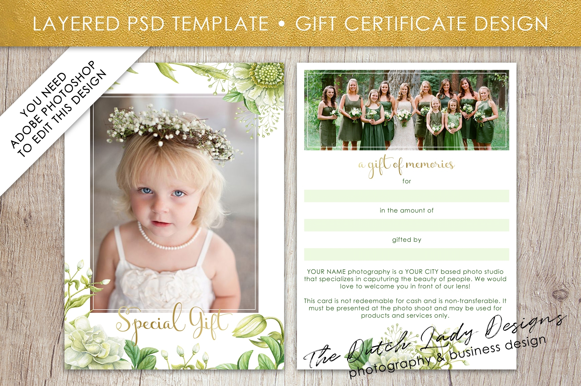 Photography Gift Certificate Template – Photo Gift Card – Watercolor Intended For Free Photography Gift Certificate Template