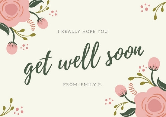 Pink & Green Floral Simple Get Well Soon Card – Templates By Canva Regarding Get Well Soon Card Template