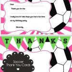 Pink Sunburst Soccer Thank You Cards — Printable Treats Pertaining To Soccer Thank You Card Template