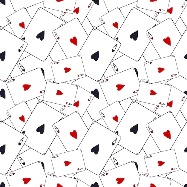 Playing Cards Pattern. Ace Of Hearts Seamless. Card Game Pattern With Playing Card Template Illustrator