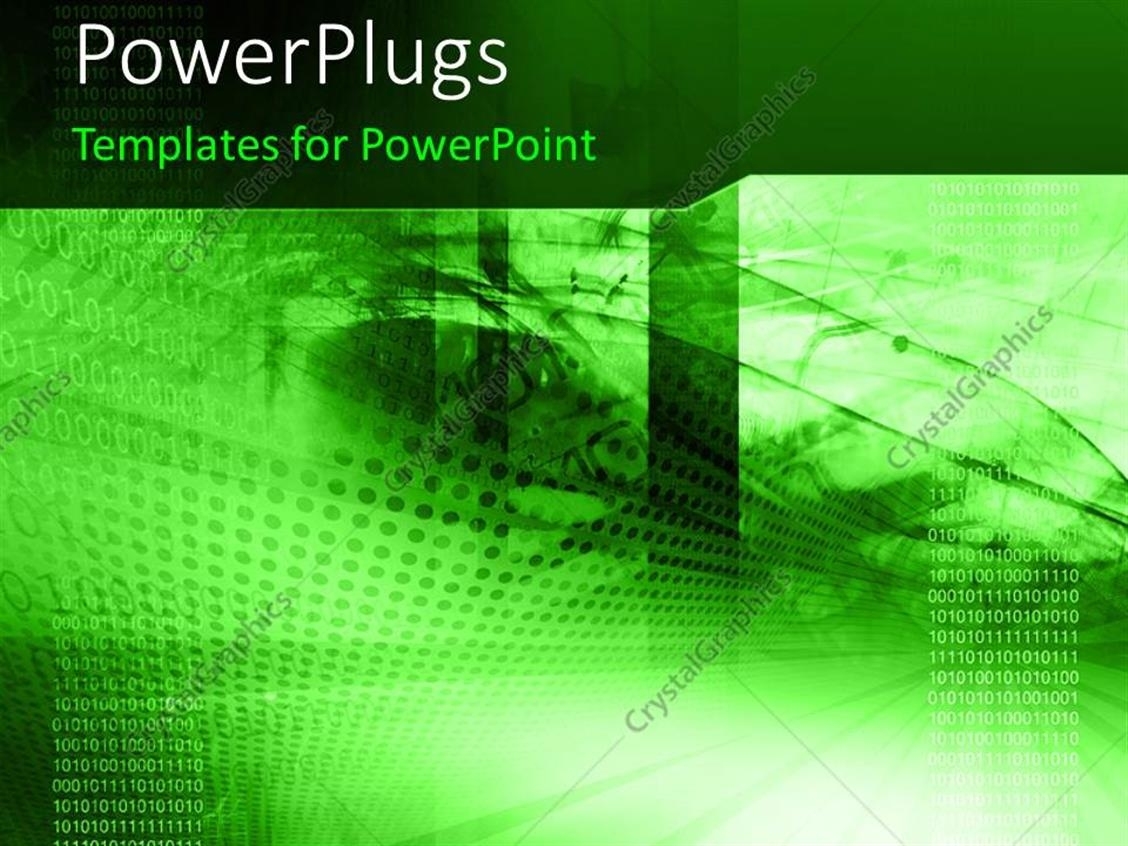 Powerpoint Template: High Tech Green Background With Binary Codes And In High Tech Powerpoint Template