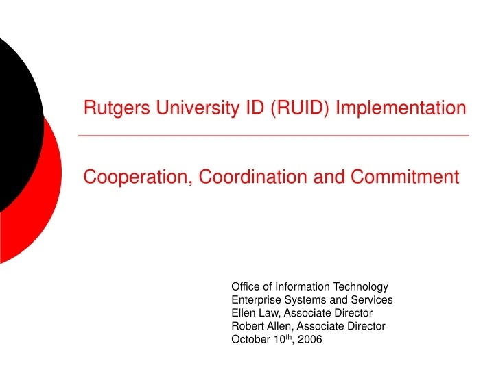 Ppt - Rutgers University Id (Ruid) Implementation Cooperation Regarding Rutgers Powerpoint Template