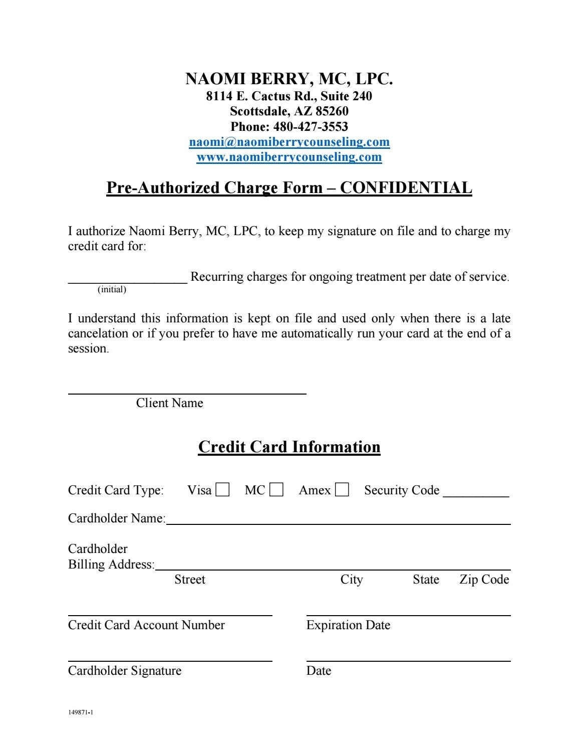 Pre Authorized Credit Card Payment Agreement / Payment Plan Agreement Regarding Credit Card Payment Plan Template