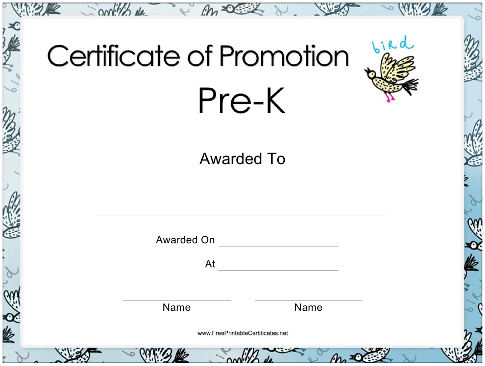 Pre K Promotion Certificate Template Download Printable Pdf With Promotion Certificate Template