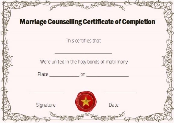 Premarital Counseling Certificate Of Completion Template | Williamson Ga Within Premarital Counseling Certificate Of Completion Template