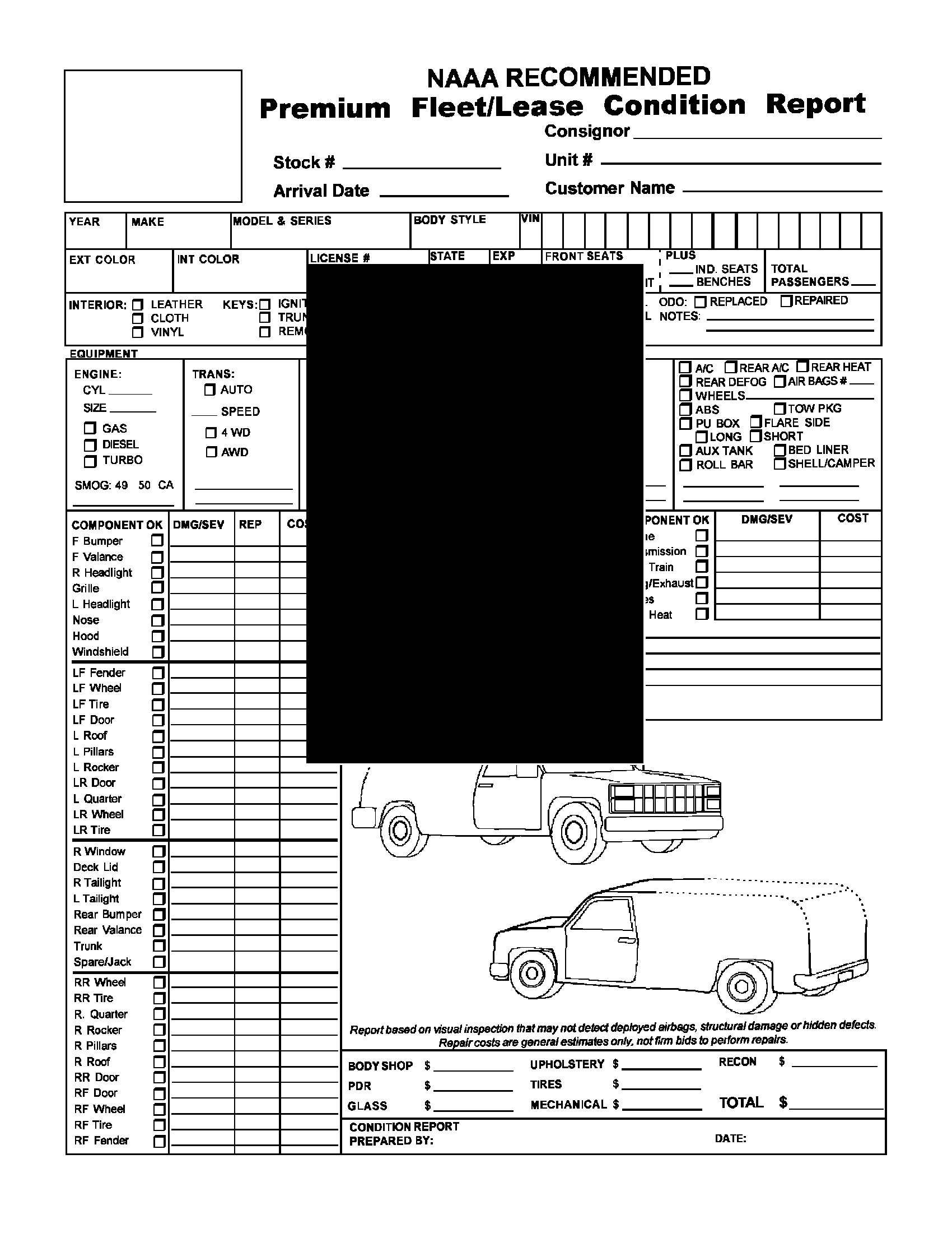 Premium Fleet/Lease Condition Report For Van Or Truck | Legal Forms And with Fleet Report Template