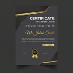Premium Golden Black Vertical Certificate Template Design – Graphicsfamily Inside Design A Certificate Template