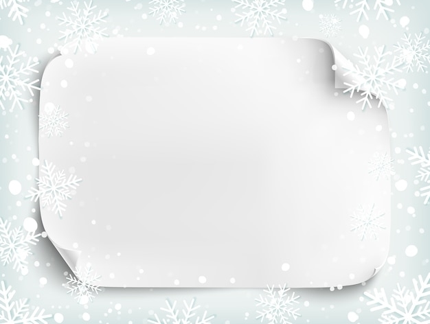 Premium Vector | Blank White Sheet Of Paper On Winter Background With Inside Blank Snowflake Template