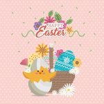 Premium Vector | Small Chick Happy Easter Card With Easter Chick Card Template