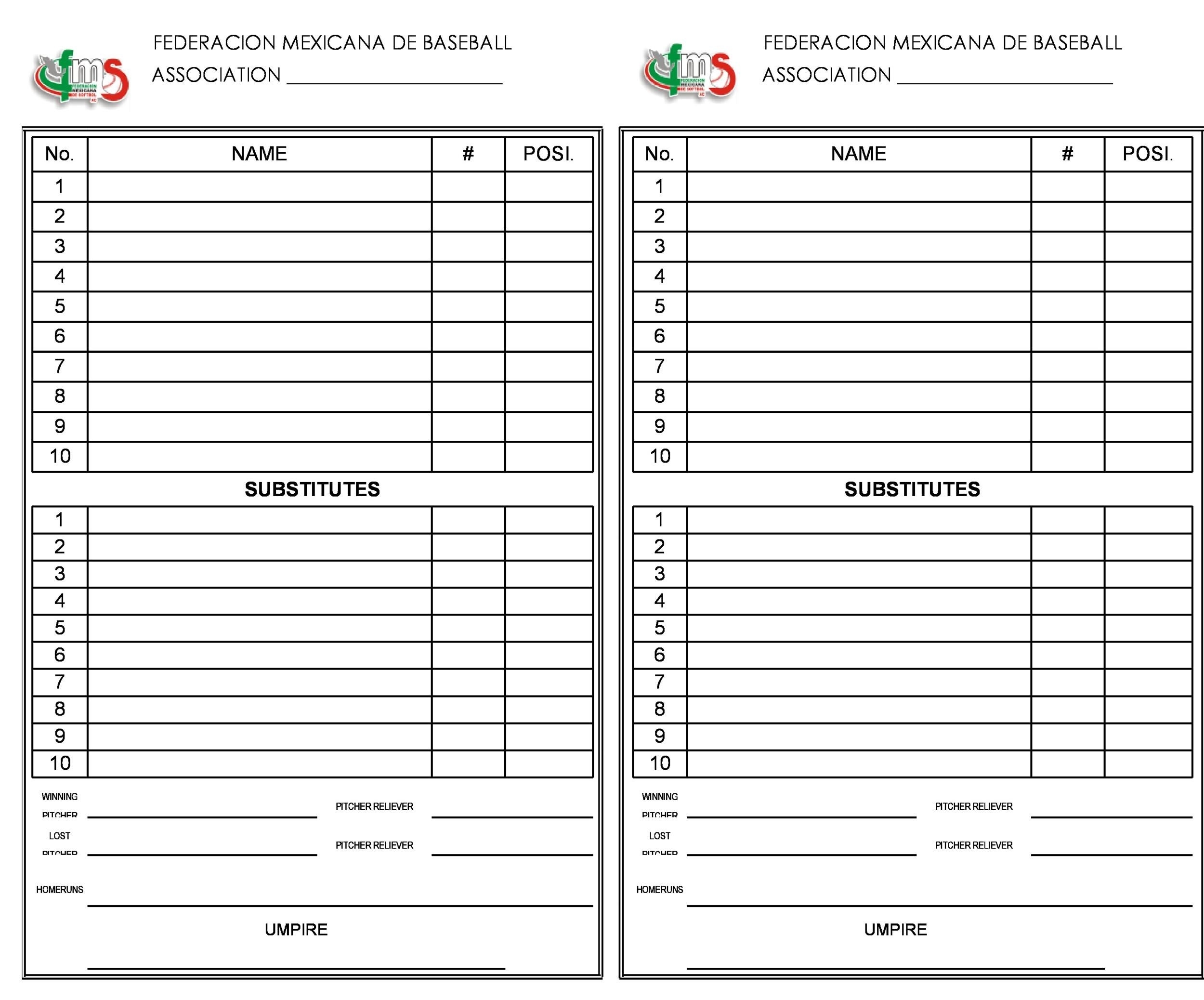 Printable Baseball Lineup Cards - 33 Printable Baseball Lineup Intended For Baseball Lineup Card Template