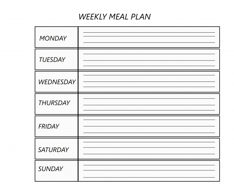 Printable Blank Weekly Meal Planner Template In Pdf Word & Excel Inside Weekly Meal Planner Template Word