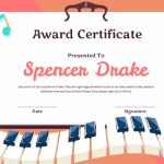 Printable Elementary Piano Student Award Certificate Template Within Student Of The Year Award Certificate Templates