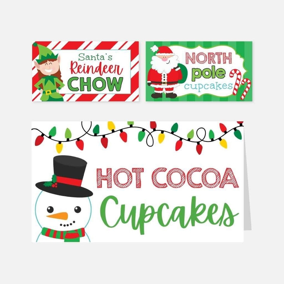 Printable Elf Christmas Party Food Tent Cards Template | Hadley Designs With Regard To Celebrate It Templates Place Cards