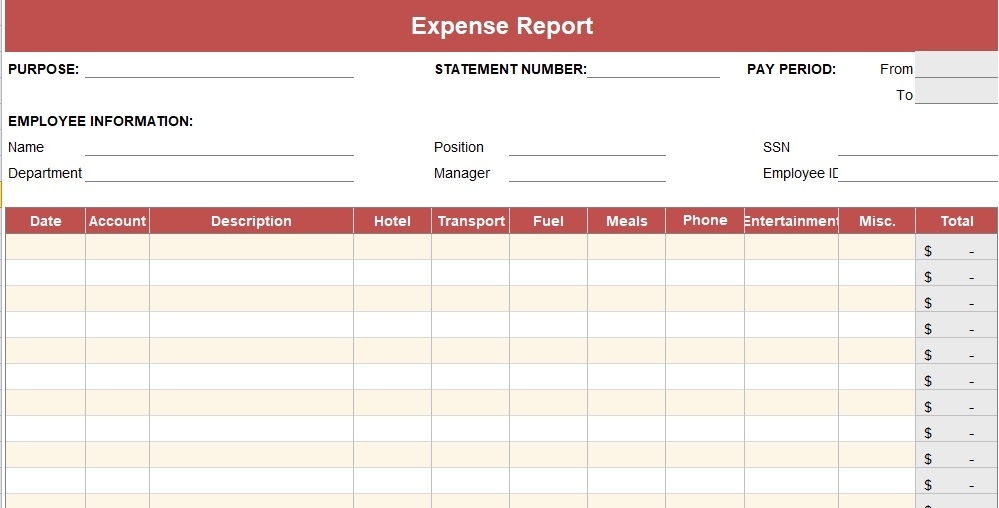 Printable Expense Report Template (Simple Spreadsheets) – Excel Tmp For Daily Expense Report Template
