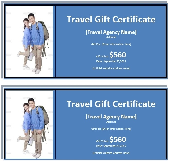 Printable Gift Certificate For Travel – Travel Gift Voucher Template Within Free Travel Gift Certificate Template