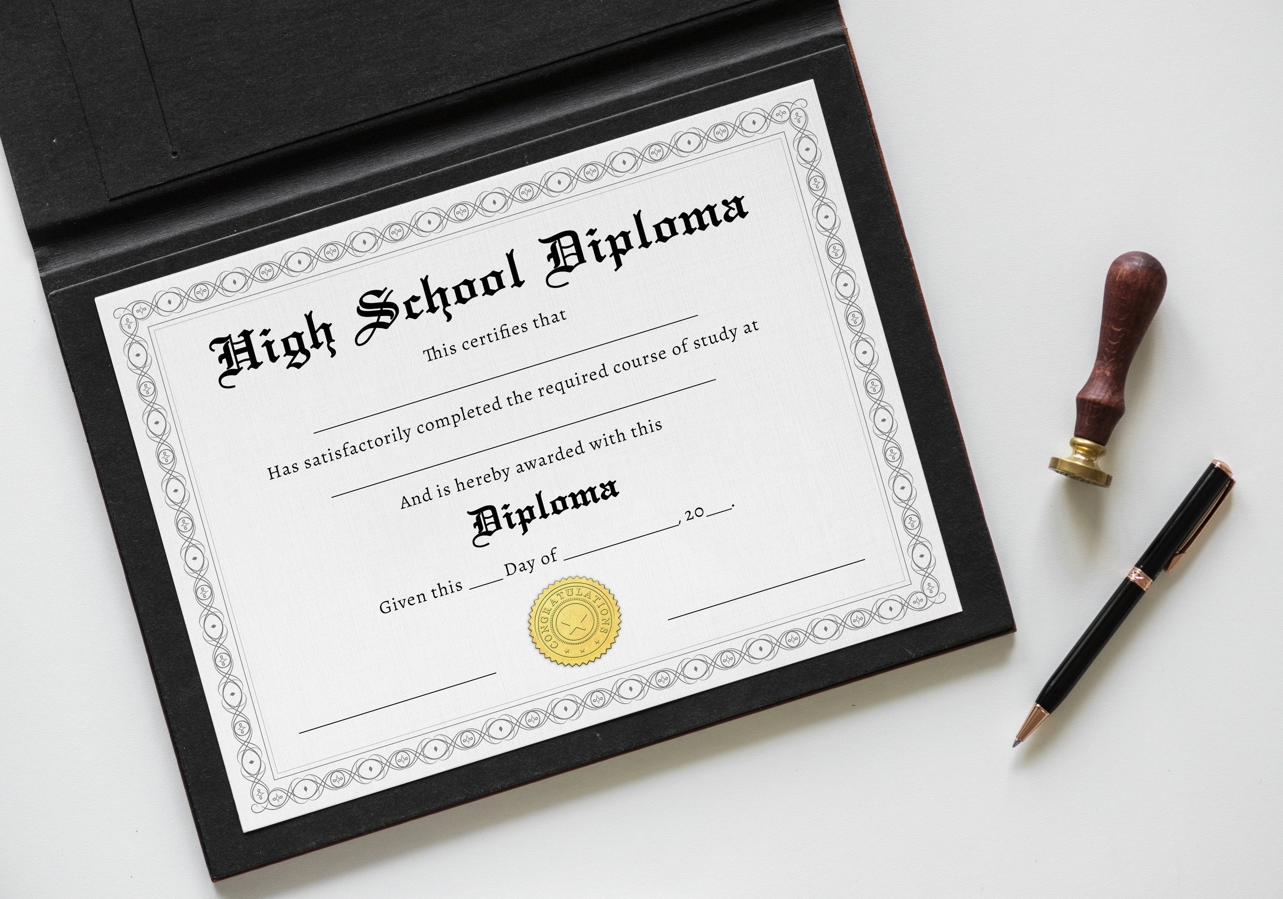 Printable High School Diploma Template Graduation Gift | Etsy Inside College Graduation Certificate Template