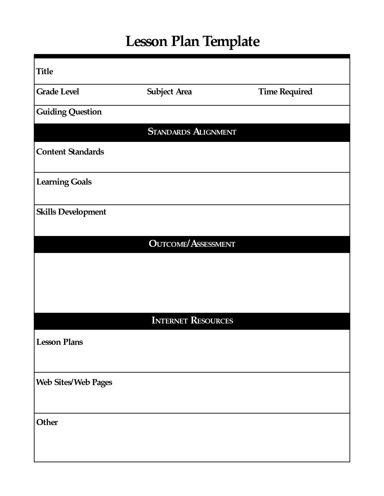 Printable Lesson Plan Template, Free To Download Regarding Blank Unit Lesson Plan Template