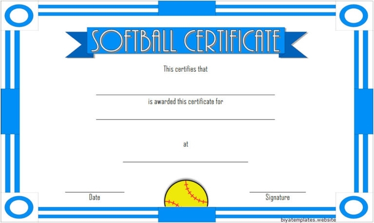 Printable Softball Certificate Templates [10+ Best Designs Free] Inside Free Softball Certificate Templates
