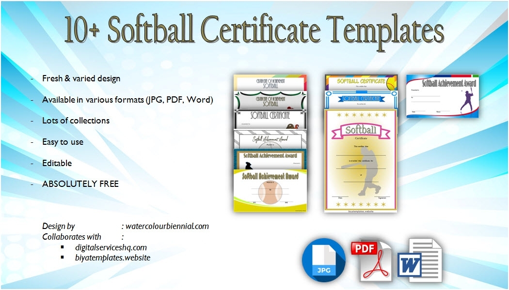 Printable Softball Certificate Templates [10+ Best Designs Free] With Regard To Softball Certificate Templates Free