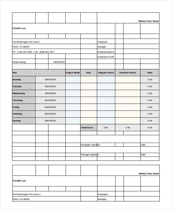 Printable Time Card Template – 12+ Free Word, Excel Pdf Documents Throughout Weekly Time Card Template Free
