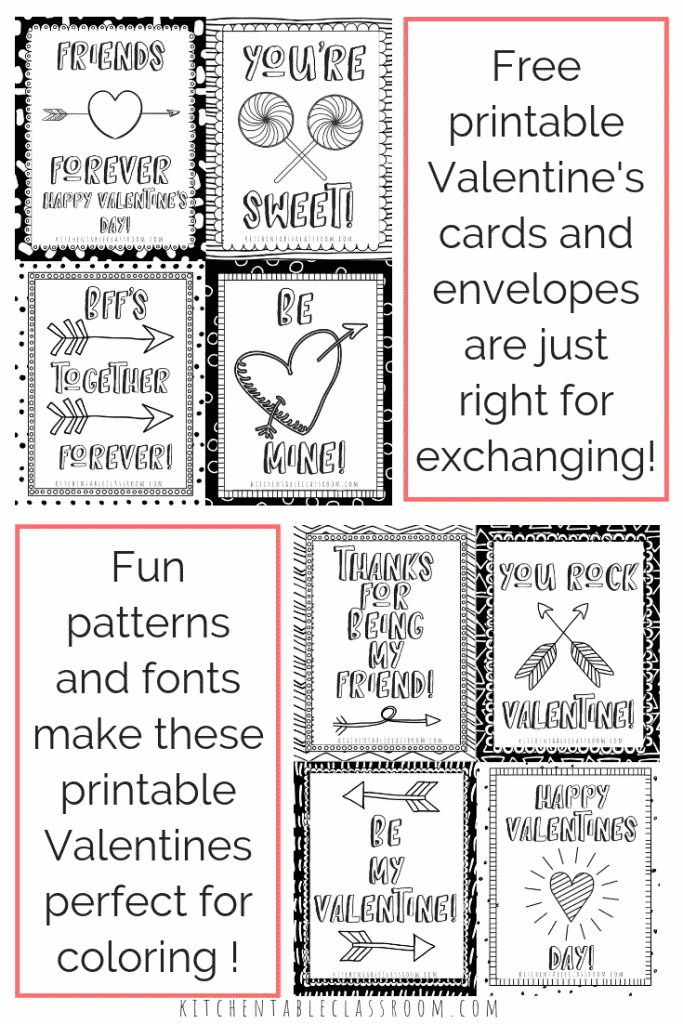 Printable Valentine Cards To Color – The Kitchen Table Classroom Regarding Valentine Card Template For Kids