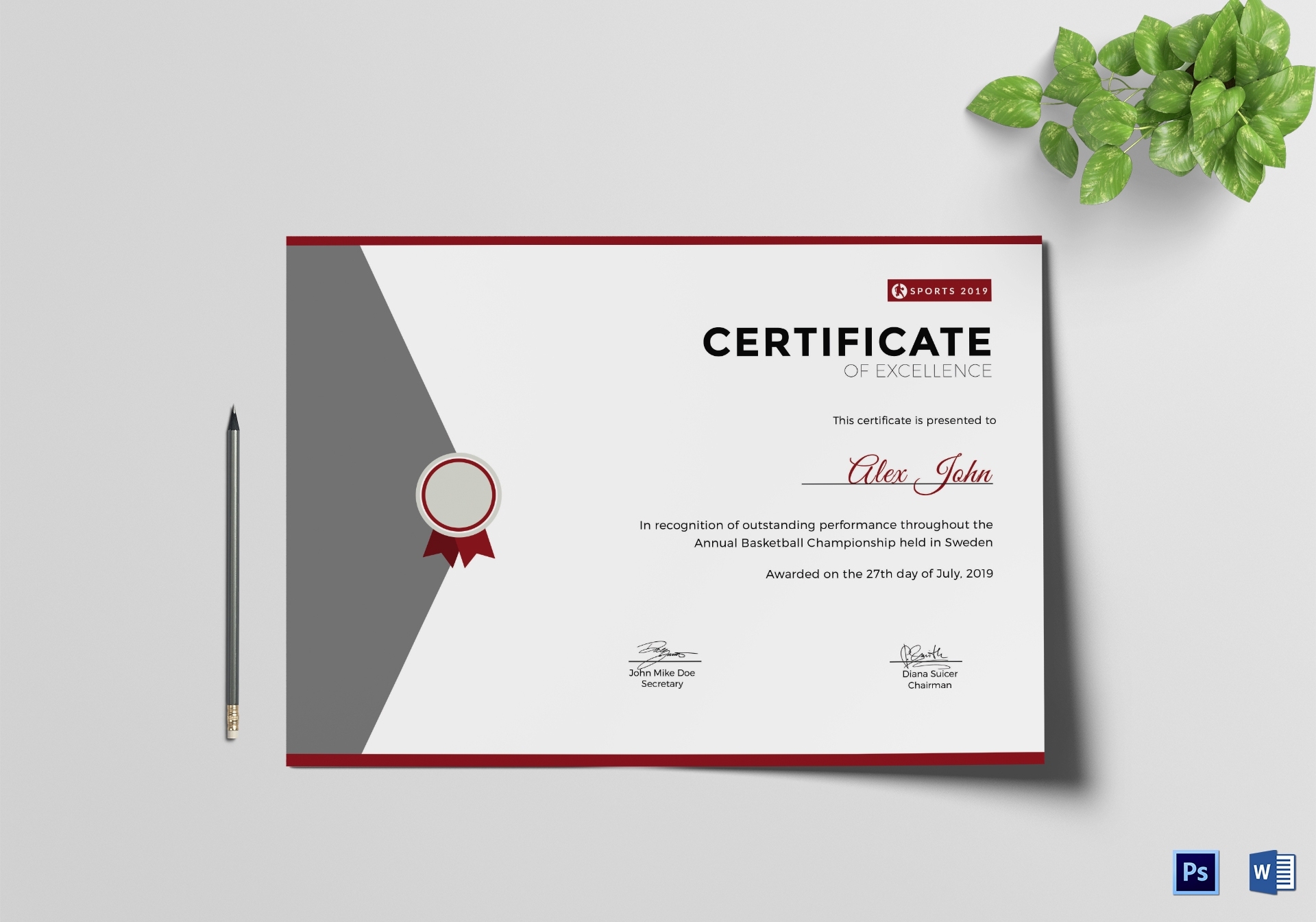 Prize Excellence Certificate Design Template In Psd, Word inside Award Of Excellence Certificate Template