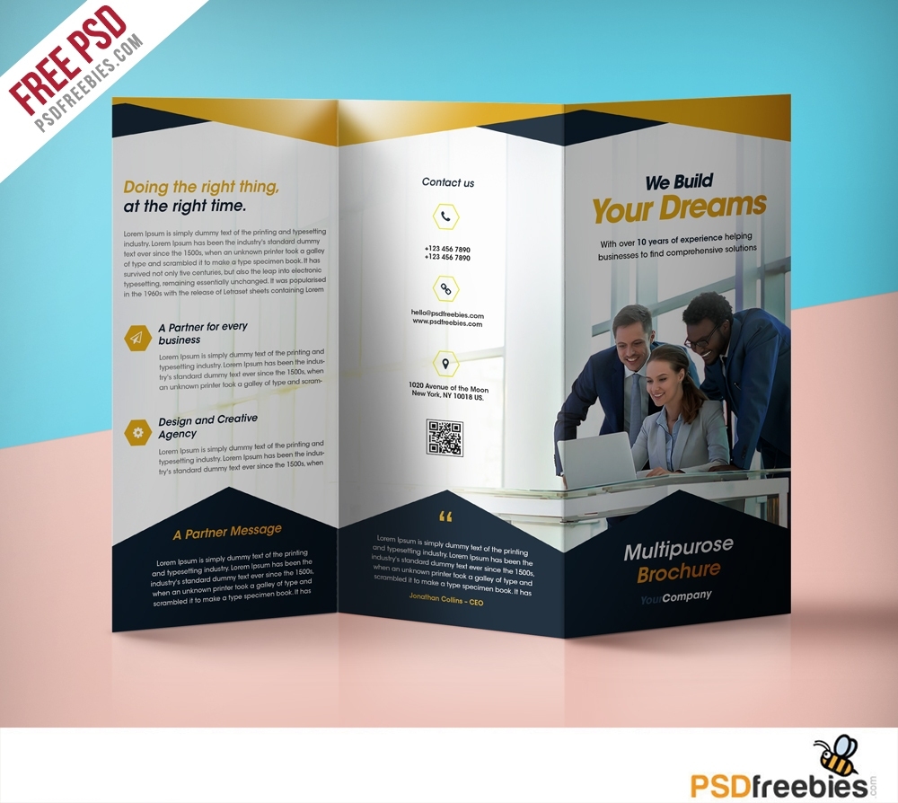 Professional Corporate Tri Fold Brochure Free Psd Template - Download Psd In Professional Brochure Design Templates
