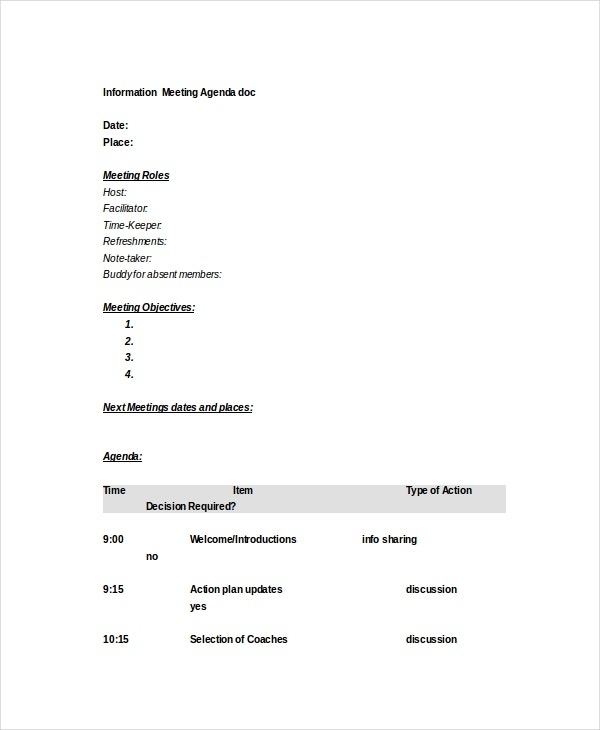 Pto Meeting Agenda Template Collection Inside Agenda Template Word 2010