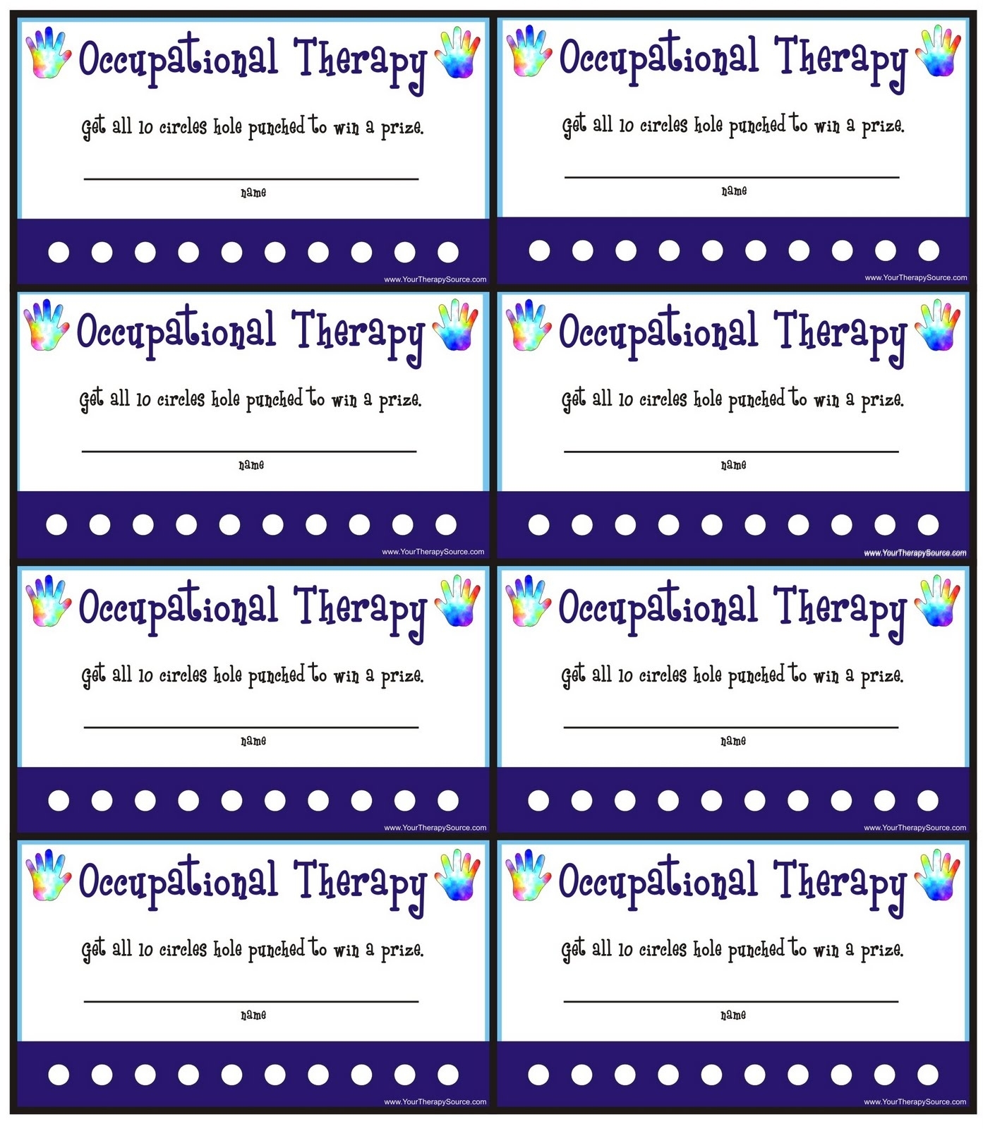 Punch Cards For Ot/Pt – Your Therapy Source Intended For Reward Punch Card Template