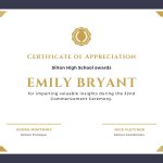 Purple And Gold Bordered Appreciation Certificate – Templates By Canva For In Appreciation Certificate Templates