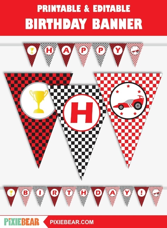 Race Car Birthday Banner – Printable Racing Banner For A Go Kart Intended For Cars Birthday Banner Template