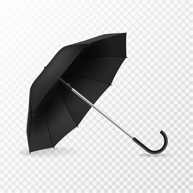 Realistic Open Umbrella. Side View Blank Object Template, Black Opened Pertaining To Blank Umbrella Template