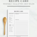 Recipe Card Printable Recipe Cards Recipe Sheet Printable | Etsy inside Full Page Recipe Template For Word