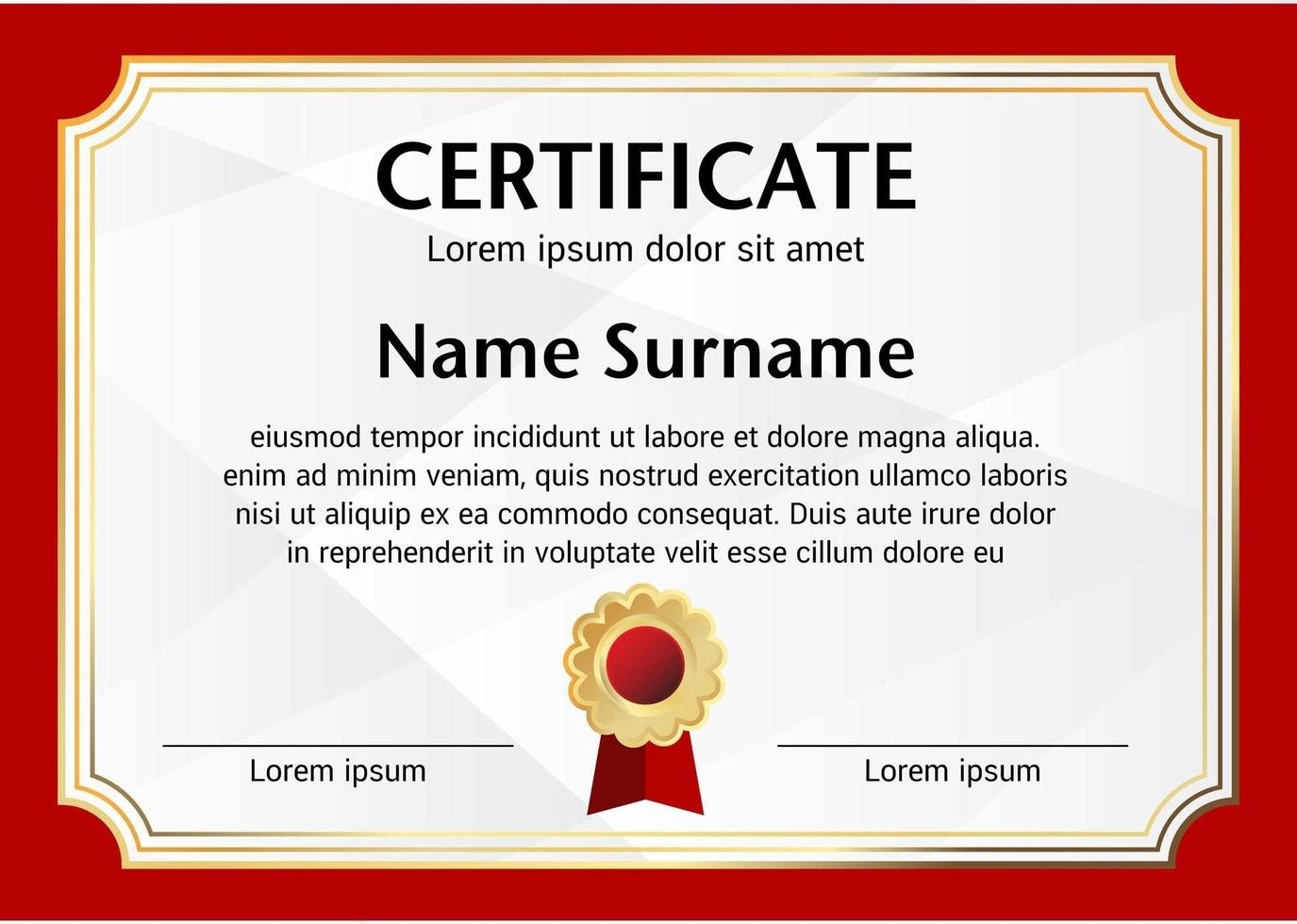 Red Border Certificate Template 1222721 Vector Art At Vecteezy With Award Certificate Border Template