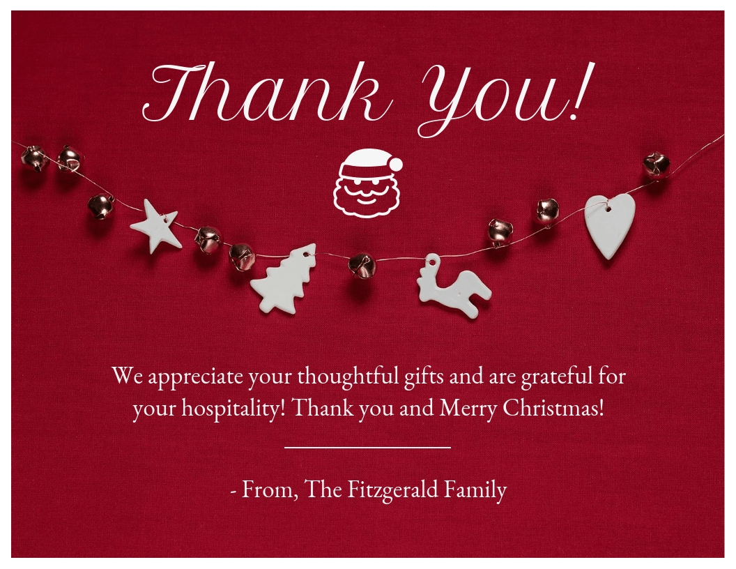 Red Christmas Thank You Card Template Regarding Christmas Thank You Card Templates Free