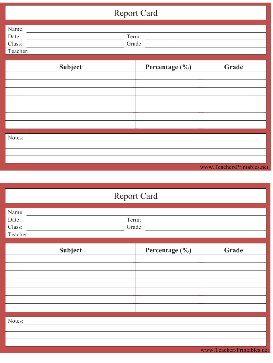 Red School Report Card Template Download Printable Pdf | Templateroller Regarding High School Student Report Card Template