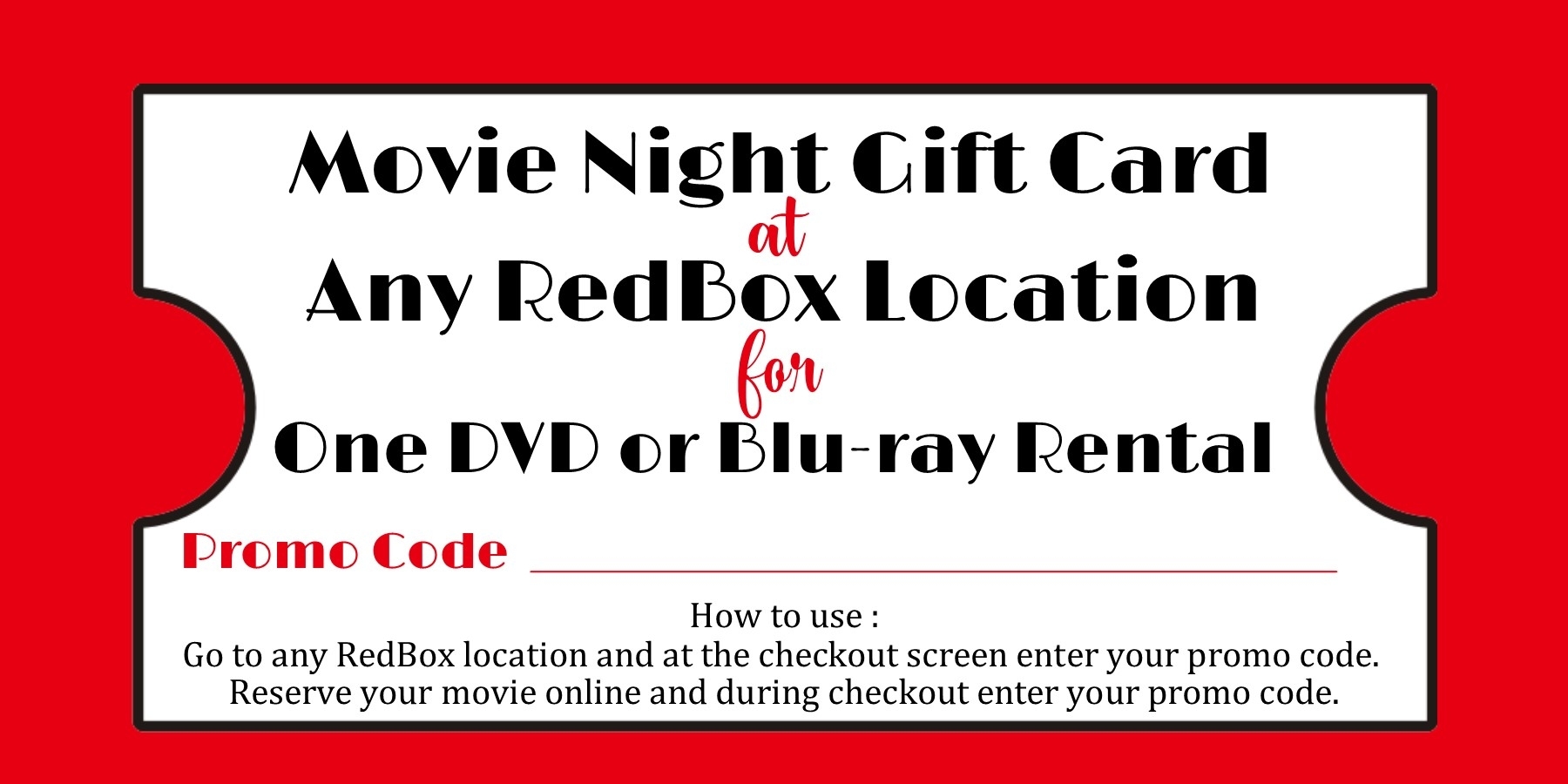 Redbox Printable Gift Tag, Redbox Printable Tag, Redbox Teacher Gift For Movie Gift Certificate Template