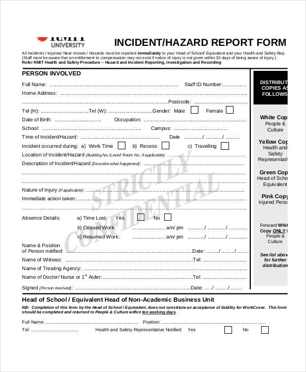 Report Form Examples – 56+ Samples In Pdf | Doc | Examples Regarding Incident Hazard Report Form Template