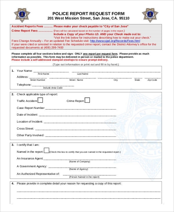 Report Form Examples – 56+ Samples In Pdf | Doc | Examples With Blank Police Report Template