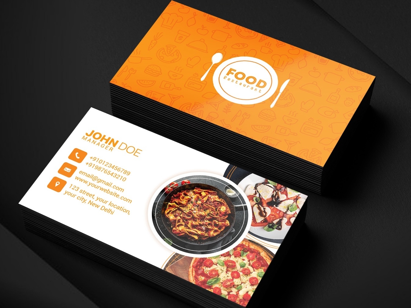 Restaurant Business Card By Pixelsquad On Dribbble With Restaurant Business Cards Templates Free
